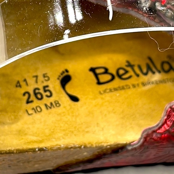 Betula by Birkenstock Brick Red/ Black Leather Jeweled Sandal Women US 10 EUR 41 - Picture 10 of 14